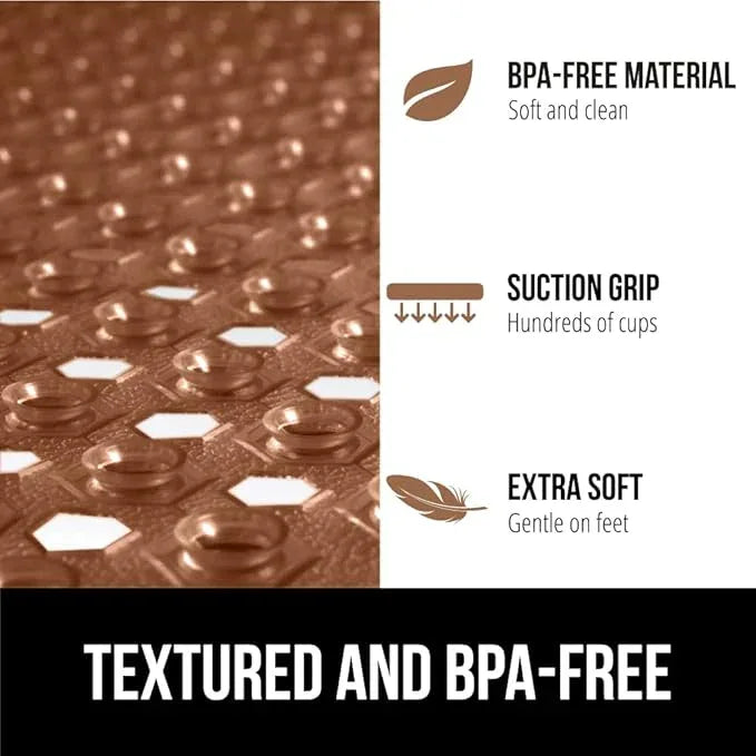 GORILLA GRIP Patented Square Shower Stall Mat, Small Bathtub Floor Mats for Stand Up Showers with Suction Cups and Drainage Holes, Machine Wash, Soft on Feet, Bathroom Accessories 21x21 Inch, Brown - ModernBath