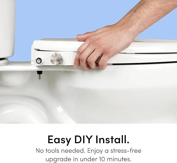 TUSHY Wave Non-Electric Bidet Toilet Seat | Sleek Elongated Design, Quick-Release for Easy Cleaning | DuoFlow Front & Rear Wash, Soft-Close Lid, Comfy Seat, 10-Min DIY Install, Bamboo Knob - ModernBath