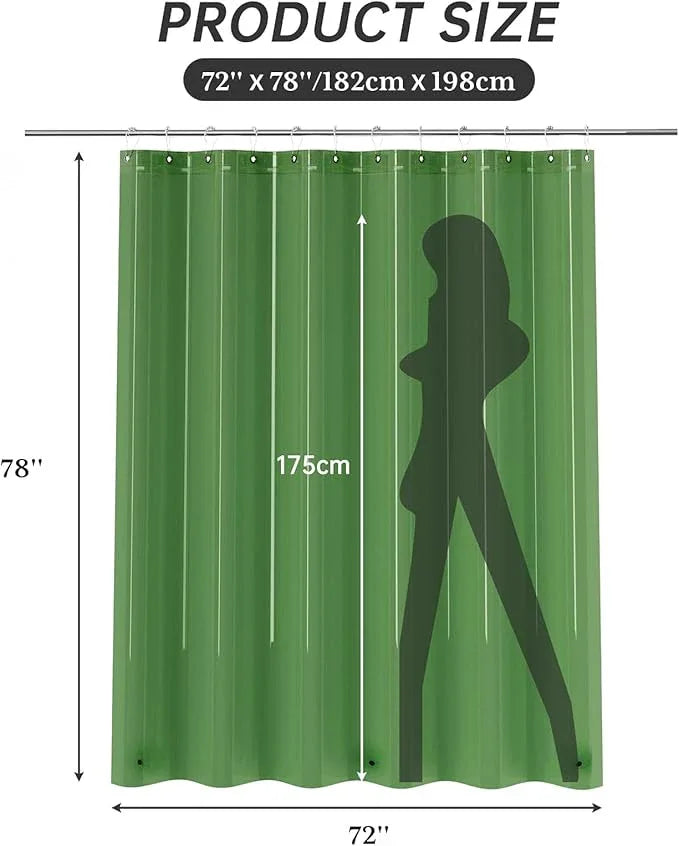 AmazerBath 72x78 Long Shower Curtain Liner, Clear Green Plastic Shower Curtain Liner, Waterproof PEVA Shower Liner, Cute Lightweight Shower Curtains for Bathroom with 3 Magnets & Rustproof Grommets - ModernBath
