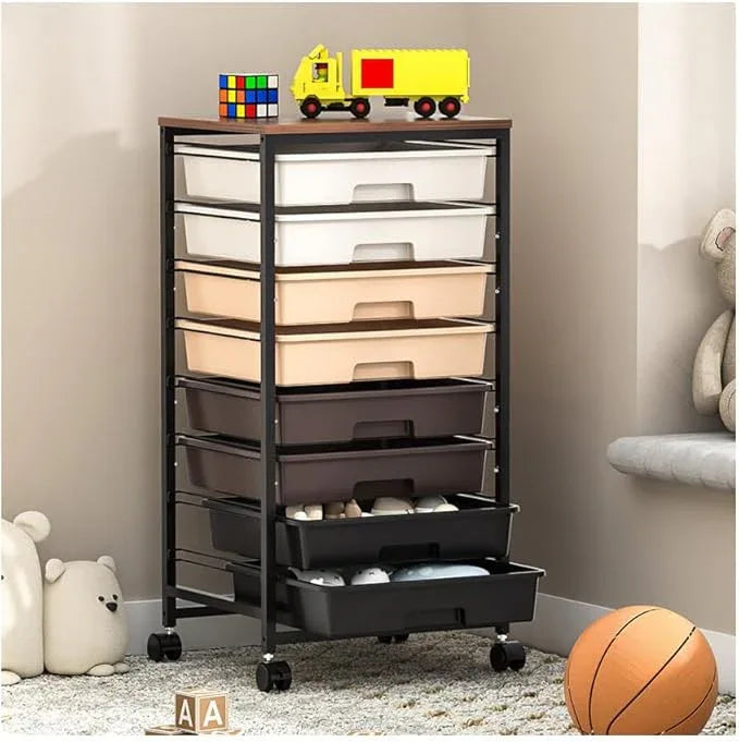 Rolling Storage Cart with Drawers, Rolling Drawer Cart and Wooden Tabletop,Storage Drawer Cart for Living Room,Classroom,Bedroom,Bathroom,Dorm,Office,Brown Gradient - ModernBath