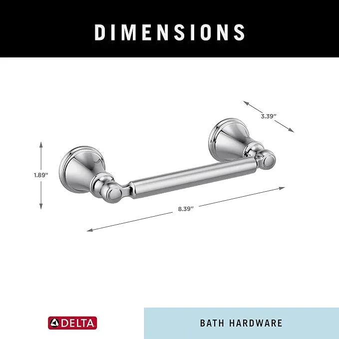 Delta Woodhurst (1-Pack) Toilet Paper Holder Polished Chrome Tissue Roll Holder for Bathroom Organization and Storage Pivoting Toilet Tissue Holder Wall Bathroom Accessories 73250 - ModernBath
