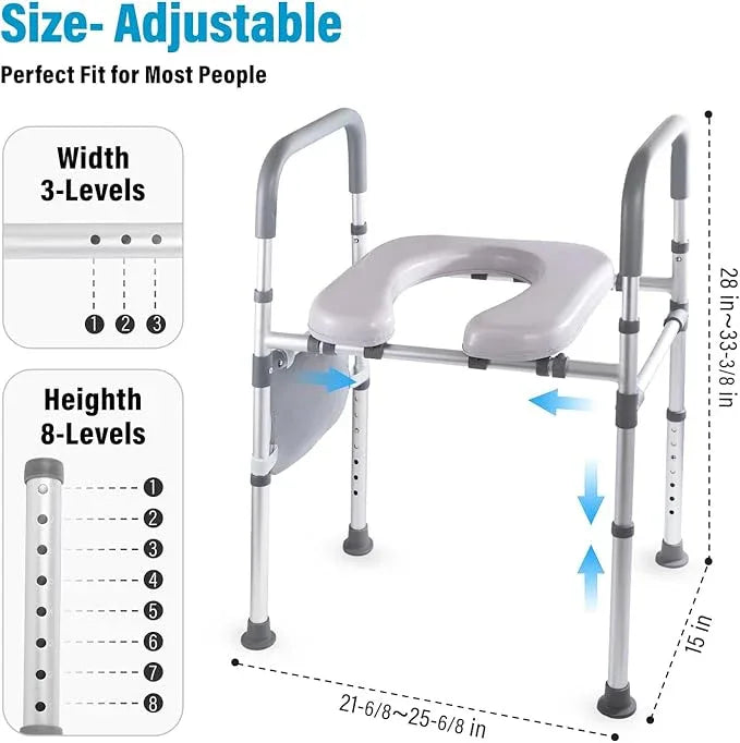 xlkkf Adjustable Raised Toilet Seat with Handles - FSA HSA Eligible Toilet Riser for Seniors & Handicap, Fits Any Toilet, Supports 400lbs - ModernBath