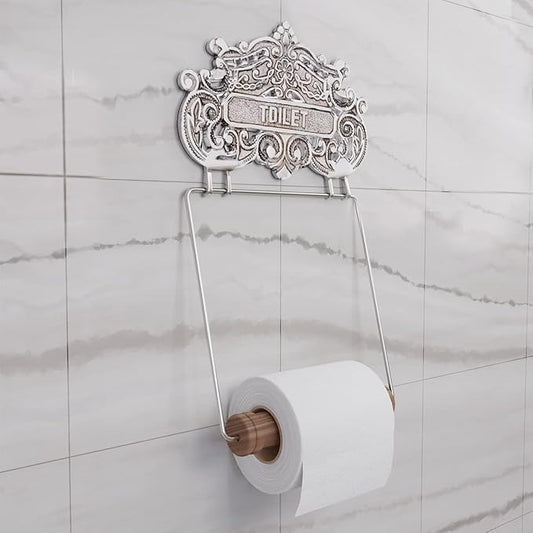 Renovators Supply Toilet Paper Holder - Antique Wall Mount Toilet Paper Holder - Sanitary Paper Holder - Vintage Bathroom Decor - Colonial Tissue Holder - Silver, Princess Crown, Pack of 1