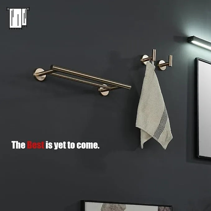 JQK Double Towel Bar Champagne Bronze, 15 Inch 304 Stainless Steel Thicken 0.8mm Towel Rack Holder for Bathroom Washcloths and Hand Towels Wall Mount, Useable Length 12 Inch, TB100L12-CB - ModernBath