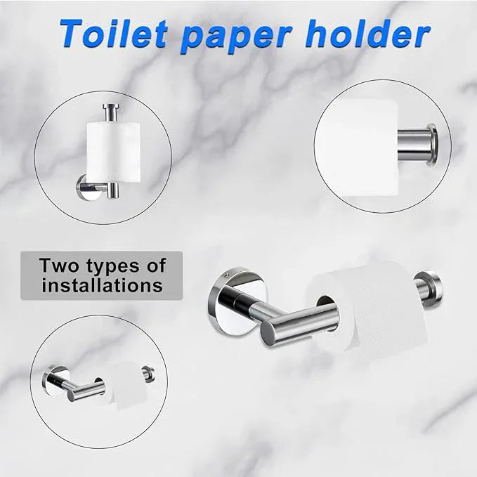 Cilee 8 Piece Polished Chrome Bathroom Hardware Set, 24inch Bathroom Towel bar+Towel Ring+Toilet Paper Holder+ Robe Towel Hook, SUS304 Stainless Steel Bathroom Accessory Set - ModernBath