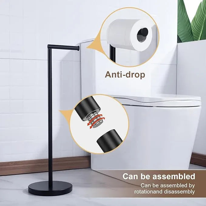Toilet Paper Holder Stand, Matte Black 304 Stainless Steel,Free Standing for Bathroom,Weighted Base - ModernBath