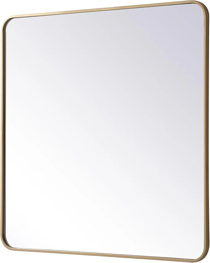 ARS Concepts Aura, Soft Corner Metal Rectangular Mirror 36X36 Inch in, Modern, Brass - ModernBath