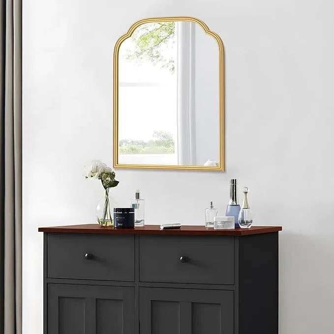 Ferytange 18X24 Inch Gold Mirror for Wall with Metal Frame Rectangular Rounded Bathroom Vanity Mirror Anti-Rust, Hangs (Gold 18" x 24") - ModernBath