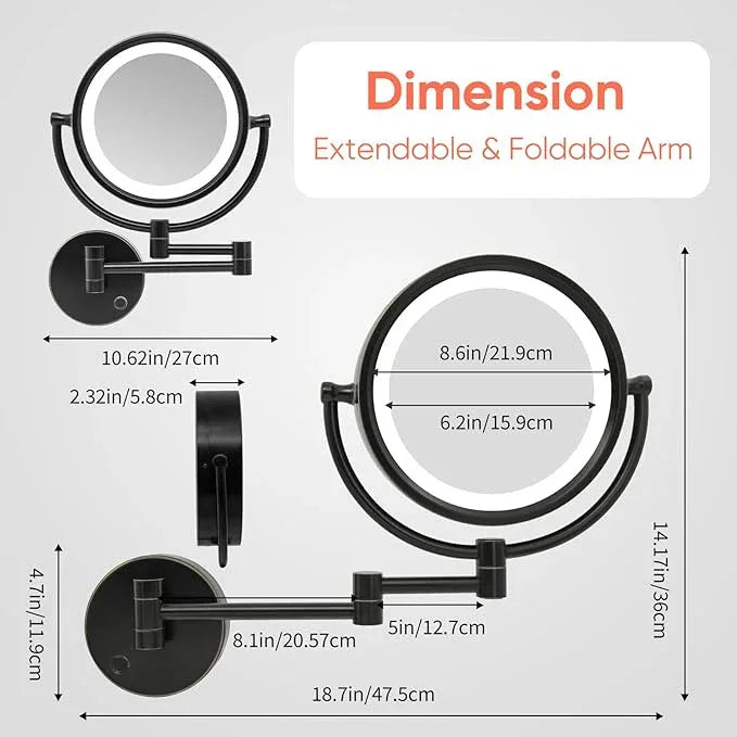 GURUN 8.5 Inch Magnifying Makeup Mirror with 3 Tones Dimmable LED Lights Double Sided Touch Control Vanity Mirror for Bathroom with 10X Magnification M1809DO-T (Oil-Rubbed Bronze/10X) - ModernBath