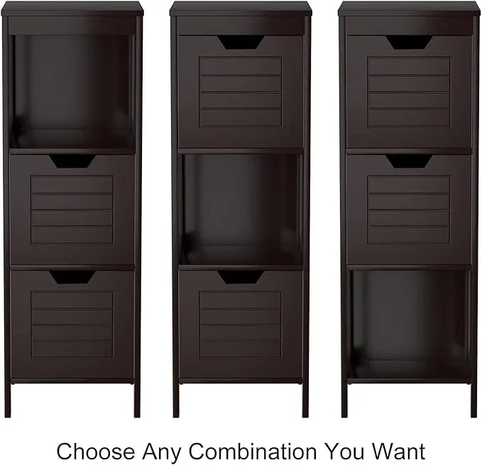 Tangkula Bathroom Floor Cabinet, Narrow Wood Storage Cabinet w/2 Switchable Drawers, Multifunctional Side Cabinet for Bathroom, Freestanding Small Cabinet for Small Spaces, 12 x 12 35 Inch (Espresso) - ModernBath