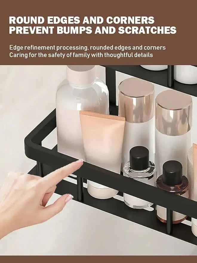 3-Tier Over Door Shower Caddy, Black Metal Bathroom Storage Rack, 11.81x5.31 Inch Shelves, Rustproof Organizer, Modern Style, No Drilling Required, for Toiletry Storage - ModernBath