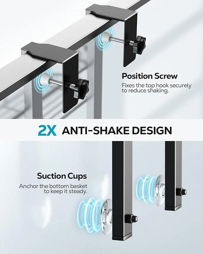 Nieifi Over The Door Shower Caddy Pantry Organizer Rack with Reliable Hooks, Sturdy Hanging Shower Organizer Shelf Basket Storage Rack, Bathroom Shelves Drill Free Extra Large, Black - ModernBath