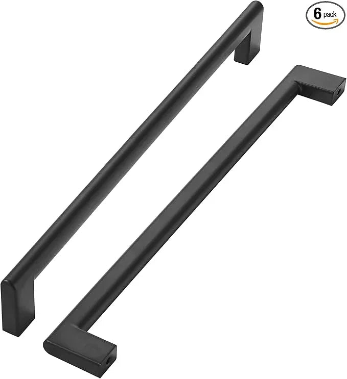 khtumeware 12 Inch Hole Center 6 Pack Matte Black Cabinet Pulls Heavy Duty Solid Kitchen Drawer Handle, Hardware for Bathroom, Drawer, Cabinet, Door Cabinet - ModernBath