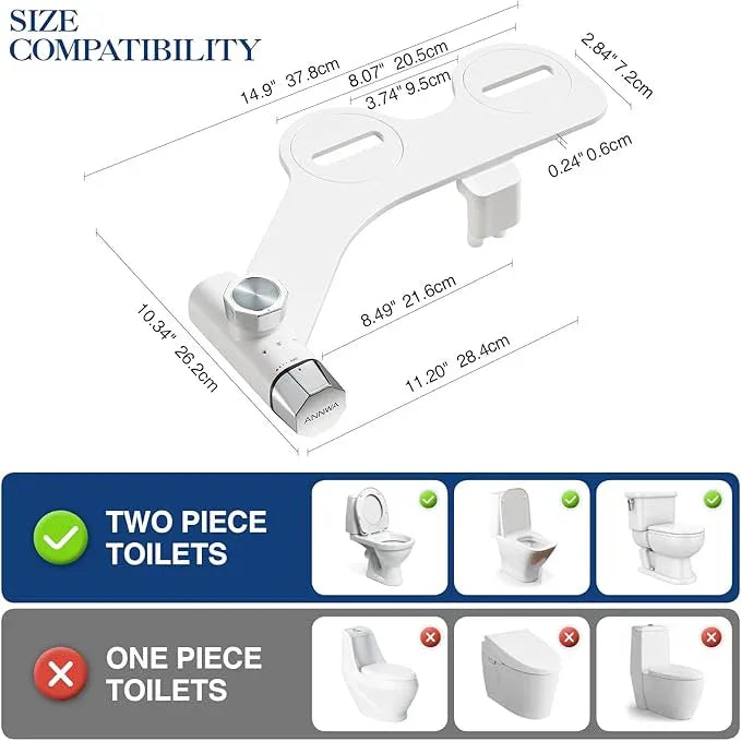 ANNWA Non-Electric Bidet Attachment for Toilet Seat, Daul Clean Nozzles 3 Modes Adjustable Water Pressure Ultra-Slim Bidet Toilet Seat Attachment with Pressure Controls Feminine/Posterior Wash(TT17N) - ModernBath