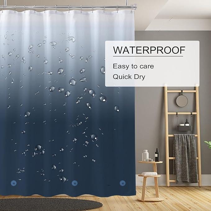 TIKABC Shower Curtain Liner, 4G PEVA Shower Liner, Plastic Waterproof Shower Curtains, with Grommet Holes and 3 Magnetic Weights(Gradient Dark Blue) - ModernBath