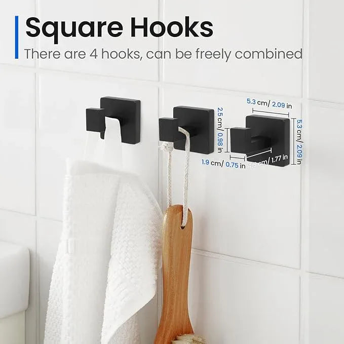 FAHKNS 10 PCS Bathroom Hardware Accessories Set 23.6 Inch Stainless Steel Bath Towel Bar Set Square Towel Ring Set for Bathroom Wall Mounted, Black - ModernBath