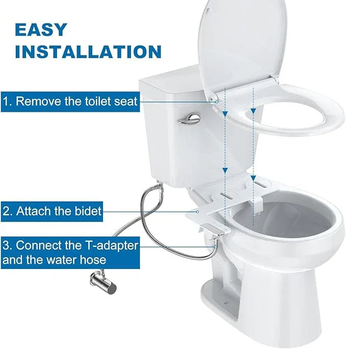 Bidet Attachment for Toilet, Non-Electric Bidet Self-Cleaning Dual Nozzle (Feminine/Rear Wash), Cold Water Bidets Sprayer for Existing Toilets Cover with Adjustable Pressure, Easy to Install, Chrome - ModernBath