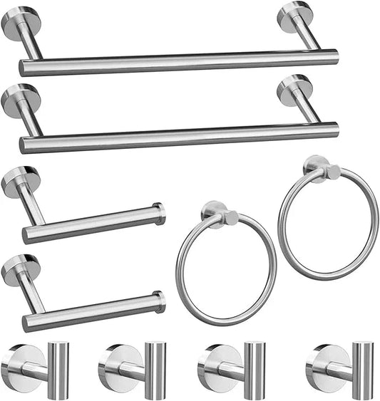10-Pieces Brushed Nickel Bathroom Accessories Set, Stainless Steel Bathroom Hardware Set, Bath Towel Bar Set, Towel Racks for Bathroom Wall Mounted. - ModernBath