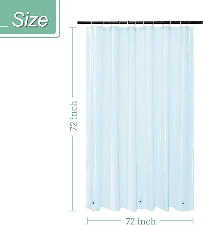 Mrs Awesome Clear Blue Shower Curtain Liner with 3 Magnets, 72x72 Premium Flexible Sturdy Plastic Shower Curtain for Bathroom Lightweight & Waterproof, Clear Blue - ModernBath