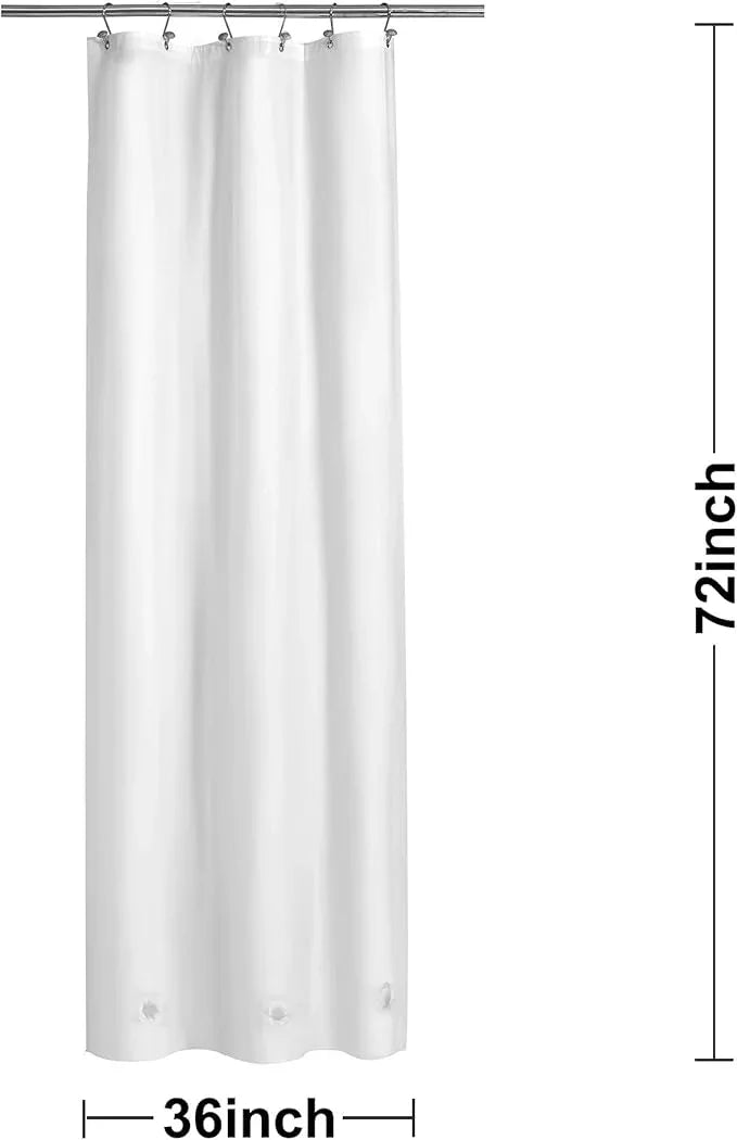 Barossa Design White Stall Shower Curtain Liner with 3 Magnets - 36" x 72", Waterproof PEVA Shower Liner for Small Bathroom Stall, PVC Free, Metal Grommets - White, 36X72 - ModernBath