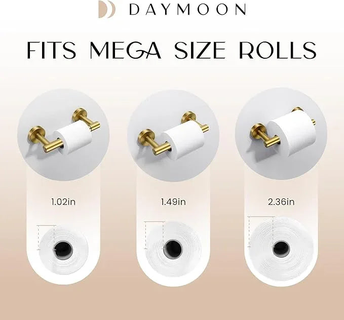 Day Moon™ (2 Pack) Gold Toilet Paper Holder - Brushed Gold Toilet Paper Holder Wall Mount - Modern Toilet Paper Roll Holder - Bathroom Toilet Paper Holder - Pivoting Toilet Paper Holder - ModernBath