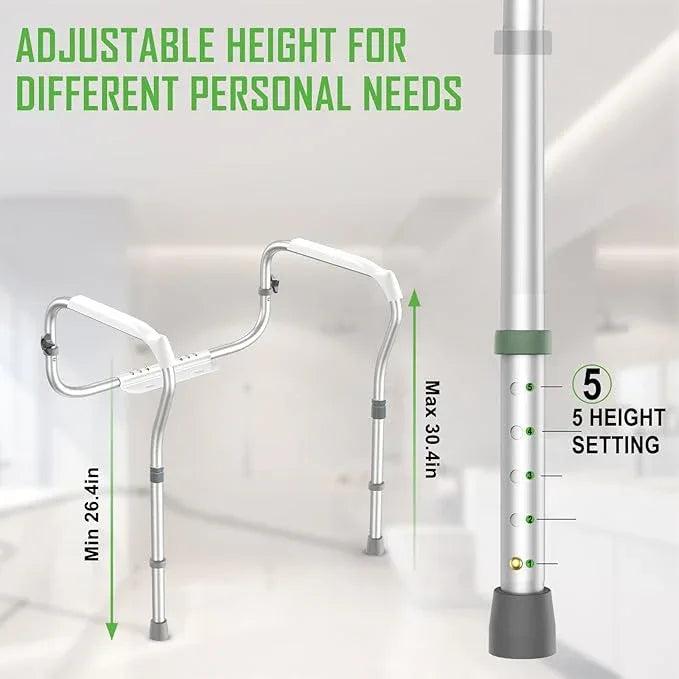 ZOLIQUEX Toilet Safety Rail for Seniors with 2 Reinforced Nuts, Height & Width Adjustable Toilet Safety Frame for Elderly, Handicap & Disabled Bathroom Assist Rail with Armrests 250 LB (White) - ModernBath