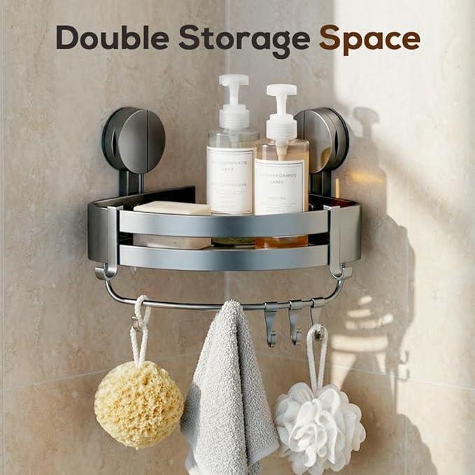 Suction Cup Shower Caddy, Shower Suction Shelf, Assembles without tools, Corner Shower Caddy for Shower Gel Shampoo Storage, Rustproof Stainless shower Organizer Corner for Bathroom (1PCS) - ModernBath