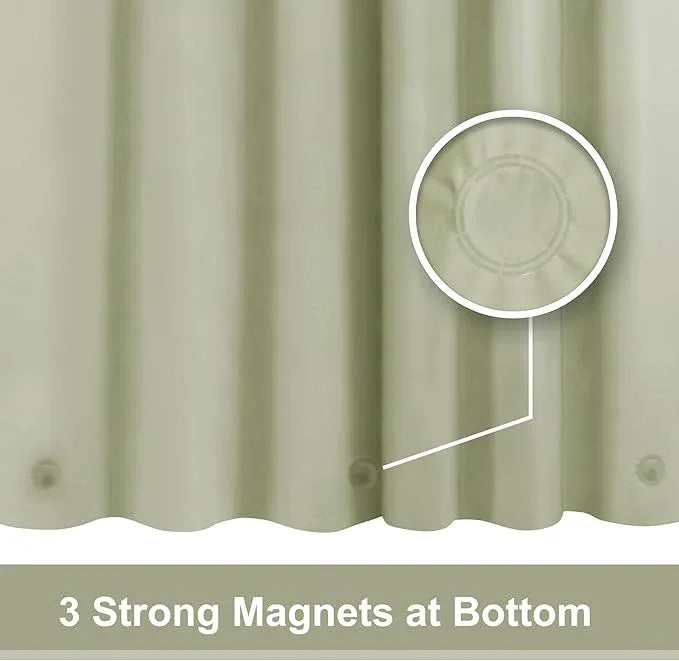 Sage Green Plastic Shower Curtain Liner - Premium PEVA Shower Liner BPA & PVC Free, No Chemical Smell, Lightweight Green Bath Curtain with 3 Magnets for Bathroom, 12 Metal Grommets - Sage - ModernBath