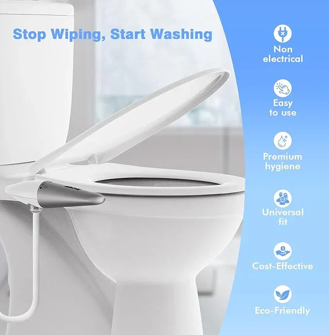 Ultra-Slim Bidet Attachment for Toilet - Dual Nozzle (Frontal & Rear Wash), Adjustable Water Pressure, Non-Electric, Cold Fresh Water, Easy to Install, Fits Existing Toilets (White) - ModernBath