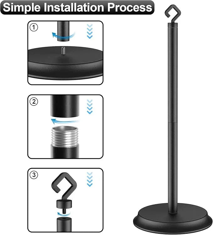 Toilet Paper Holder for Bathroom, Metal Free Standing Toilet Paper Storage with Rustproof, Tissue Paper Roll Stand for Bathroom Accessories (Black) - ModernBath