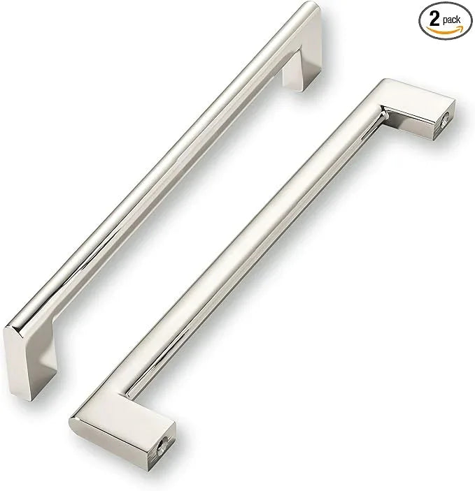 khtumeware 8 Inch Hole Center 2 Pack Polished Nickel Cabinet Pulls Heavy Duty Solid Kitchen Drawer Handle, Hardware for Bathroom, Drawer, Cabinet, Door Cabinet - ModernBath