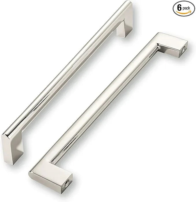 khtumeware 8 Inch Hole Center 6 Pack Polished Nickel Cabinet Pulls Heavy Duty Solid Kitchen Drawer Handle, Hardware for Bathroom, Drawer, Cabinet, Door Cabinet - ModernBath