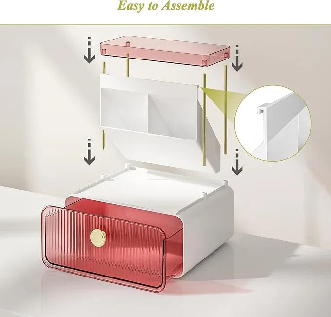 FOLLOWIN Bathroom Organizers and Storage with Drawer,Vanity Storage Organizer with Makeup Brushes Holder, Perfume Lotion Cosmetic Organizer,Blush Pink - ModernBath