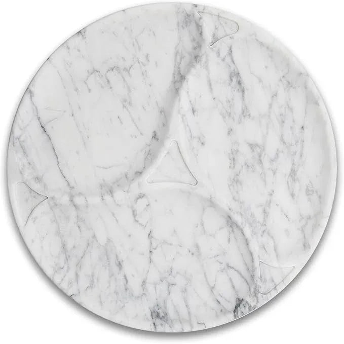Marmor 100% Natural Marble Bathroom Tray for Perfume, Candles, Jewelry Stone Vanity, Bathroom & Kitchen Counter Organizer and Home Decor (Statuario White Marble Plate with Separate plate) - ModernBath