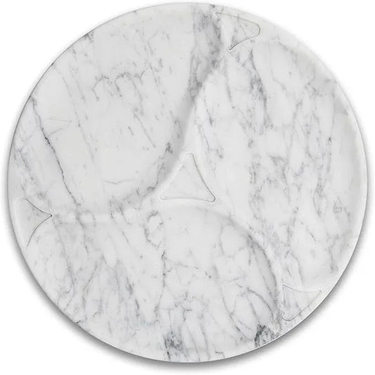 Marmor 100% Natural Marble Bathroom Tray for Perfume, Candles, Jewelry Stone Vanity, Bathroom & Kitchen Counter Organizer and Home Decor (Statuario White Marble Plate with Separate plate) - ModernBath