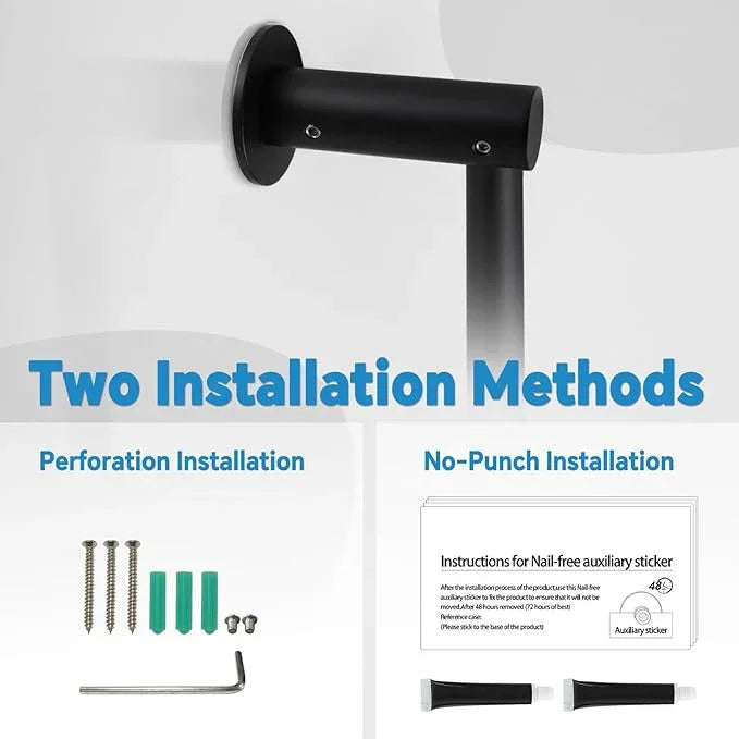 Shower Slide Bar Adjustable Handheld Shower Head Holder Wall Mount - 30inch All-Metal Shower Head Slide Bar Compatible with Bathroom Drill Free Glue Installation - Black - ModernBath