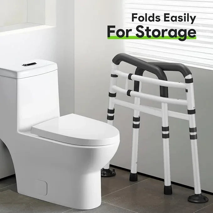 Delog Stand Alone Toilet Safety Rail - Adjustable Width & Height Fit Any Toilet, Medical Toilet Frame for Elderly Handicap Disabled (Black) - ModernBath