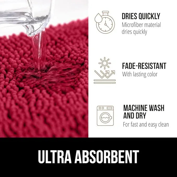 GORILLA GRIP Bathroom Rug Sets, Soft Chenille 2 Piece Area Rugs Set, Toilet Base Mat and 30x20 Carpet, Absorbent Microfiber Washable Mats Dry Quickly, Home Décor and Bath Room Accessories, Red - ModernBath