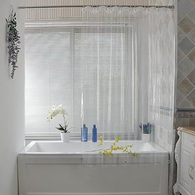 GBYcLyw Short Shower Curtain Liner 60 Inch, Clear Peva Plastic Waterproof Small Bathroom Curtain Sets with 3 Bottom Magnets and 12 Metal Hooks 60'' W x 60'' H - ModernBath