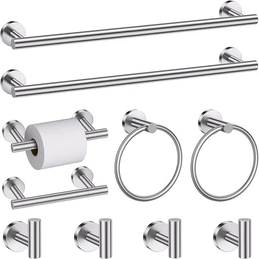 Brushed Nickel Towel Bar Bathroom Hardware Accessories Set, 10 Pieces Upgraded Toilet Paper Holder 23.6 Inch Towel Rack for Bathroom Wall Mounted Stainless Steel Bathroom Set - ModernBath