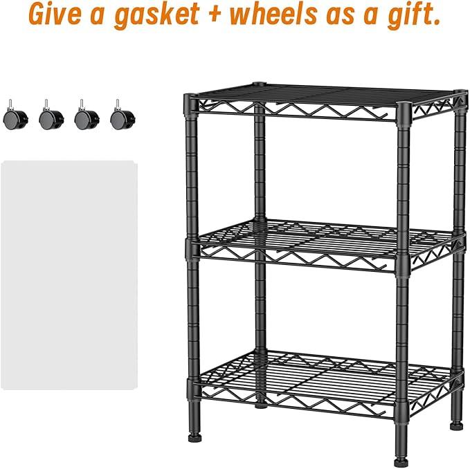 3 Tier Adjustable Storage Shelves Heavy Duty Metal Utility Shelf Wire Shelving Unit Organizer Rack for Home Kitchen Office Bathroom Pantry Room 12" D x 18" W x 30" H - ModernBath
