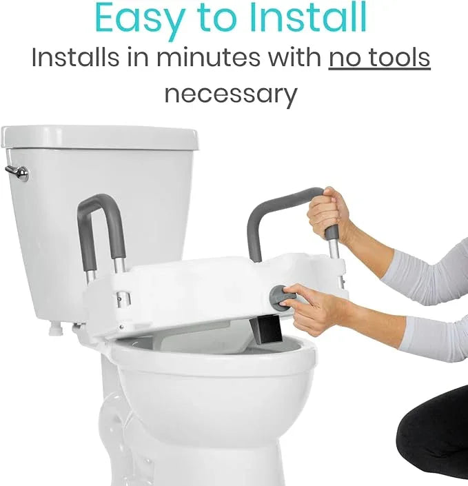 Vive Raised Toilet Seat - 5" Portable, Elevated Toilet Seat Riser & Extender - Elongated and Standard Fit Commode Lifter - Bathroom Safety Extender Assists Disabled, Elderly, Seniors, Handicapped - ModernBath
