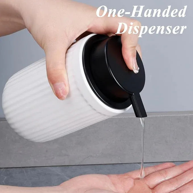 BosilunLife Dish Hand Soap Dispenser - White Liquid Pump soap Dispenser for Bathroom Decro 12oz Ceramic Kitchen Dish Dispenser with Rust-Proof Liquid Pump Modern Refillable Lotion Bottles - ModernBath