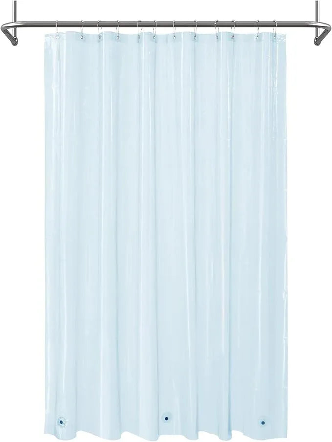 Mrs Awesome Clear Blue Shower Curtain Liner with 3 Magnets, 72x72 Premium Flexible Sturdy Plastic Shower Curtain for Bathroom Lightweight & Waterproof, Clear Blue - ModernBath