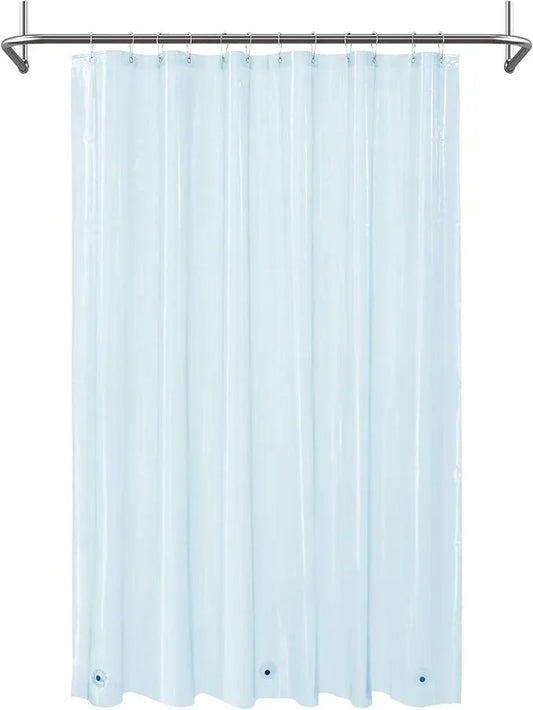 Mrs Awesome Clear Blue Shower Curtain Liner with 3 Magnets, 72x72 Premium Flexible Sturdy Plastic Shower Curtain for Bathroom Lightweight & Waterproof, Clear Blue - ModernBath