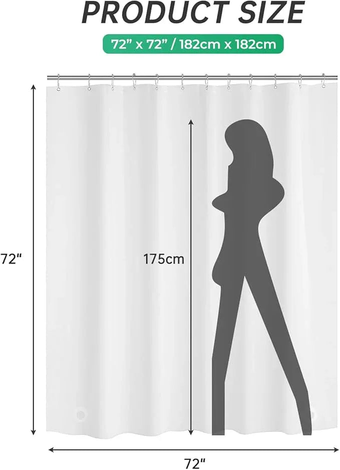 AmazerBath Frosted Shower Curtain Plastic 72x72 Inches, Heavy Duty Shower Curtain Waterproof, Thick PEVA Shower Curtains for Bathroom with 3 Big Clear Weighted Stones and 12 Rustproof Grommets - ModernBath