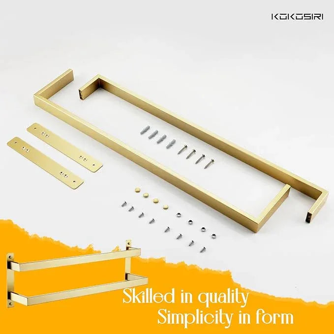KOKOSIRI Bath Towel Bars Bathroom 2-Tiers Ladder Brushed Gold Towel Rails 24 Inches Towel Holders Wall Mounted Towels Shelves Rack Stainless Steel, B5008BG-L24 - ModernBath