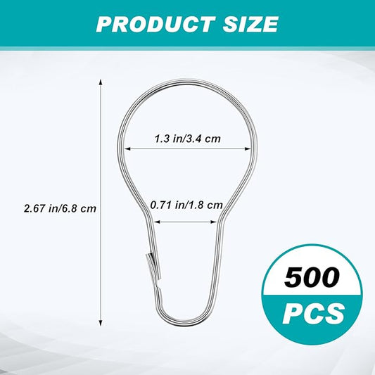 Gisafai 500 Pcs Metal Shower Curtain Hooks Rust Proof Hanging Shower Clips Curtain Rings Practical Hanger for Home Bathroom Bedroom Kitchen Rods Application (Silver)
