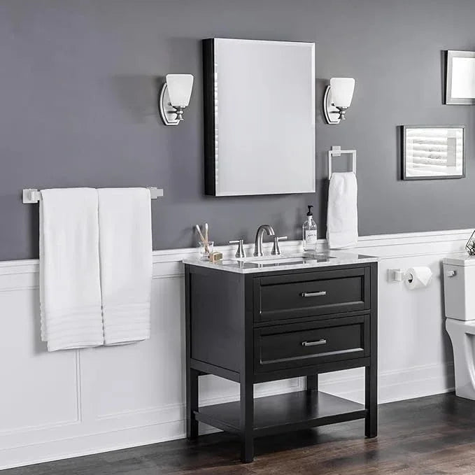 FAHKNS 10 PCS Bathroom Hardware Accessories Set 23.6 Inch Stainless Steel Bath Towel Bar Set Square Towel Ring Set for Bathroom Wall Mounted, Silver - ModernBath