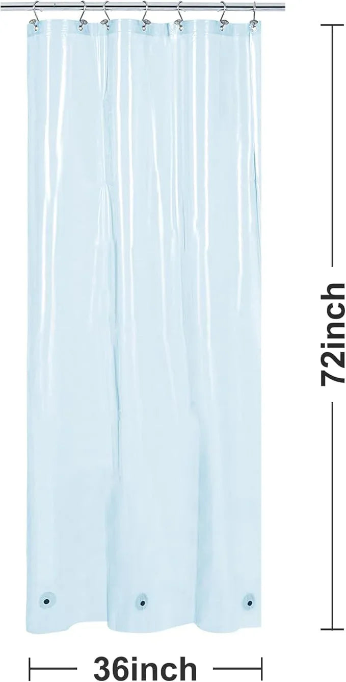 Barossa Design Clear Blue Stall Shower Curtain Liner with 3 Magnets - 36" x 72" Waterproof PEVA Plastic Narrow Shower Liner Lightweight for Small Bathroom, Metal Grommets - Clear Blue - ModernBath